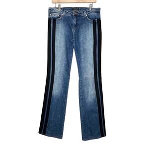 Roberto Cavalli Blue Denim Flare Jeans with Black Side Stripes